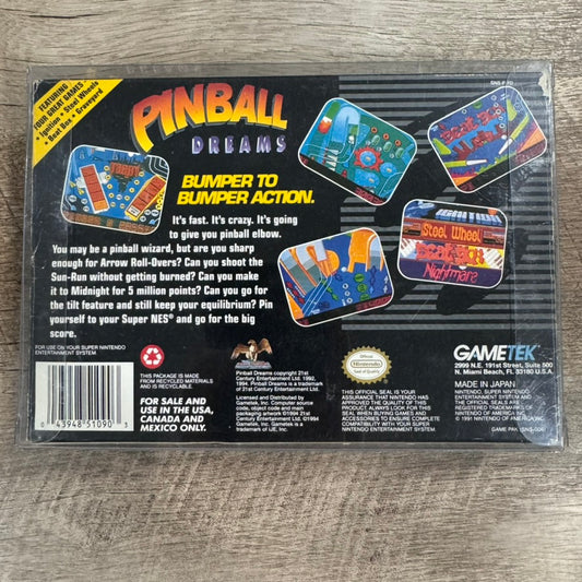 Pinball Dreams (Super Nintendo, SNES 1994) W/ Nice Box & Minty Poster!