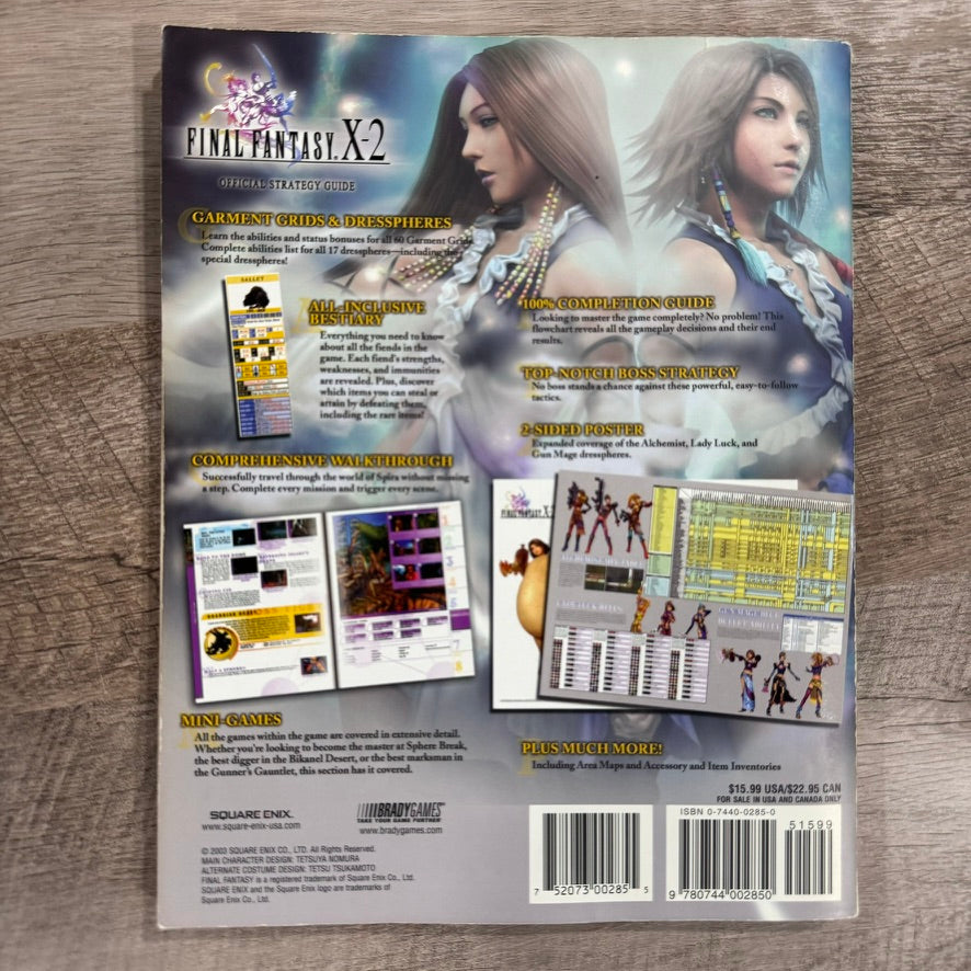 Final Fantasy X-2 Official Strategy Guide (2003, Trade Paperback) W/ Poster