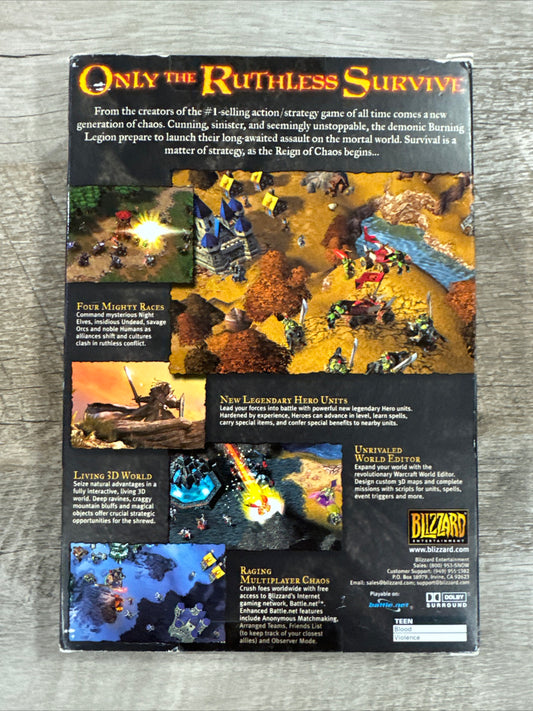WarCraft III: Reign of Chaos (Windows/Mac, 2002 Blizzard) Open Box