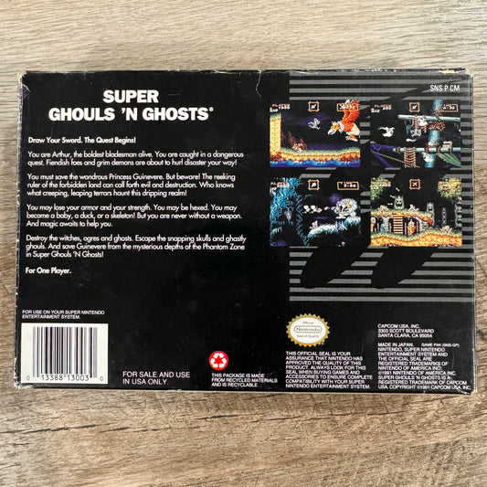 Super Ghouls ‘N Ghosts (Super Nintendo, SNES 1999) W/Game Box & Manual🔥Capcom🔥