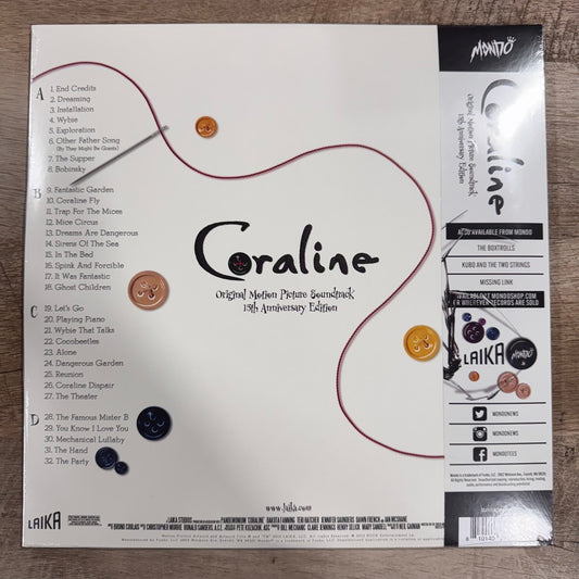 Coraline 15th Anniversary (Mondo Black Button Picture Disc Vinyl) Brand New!