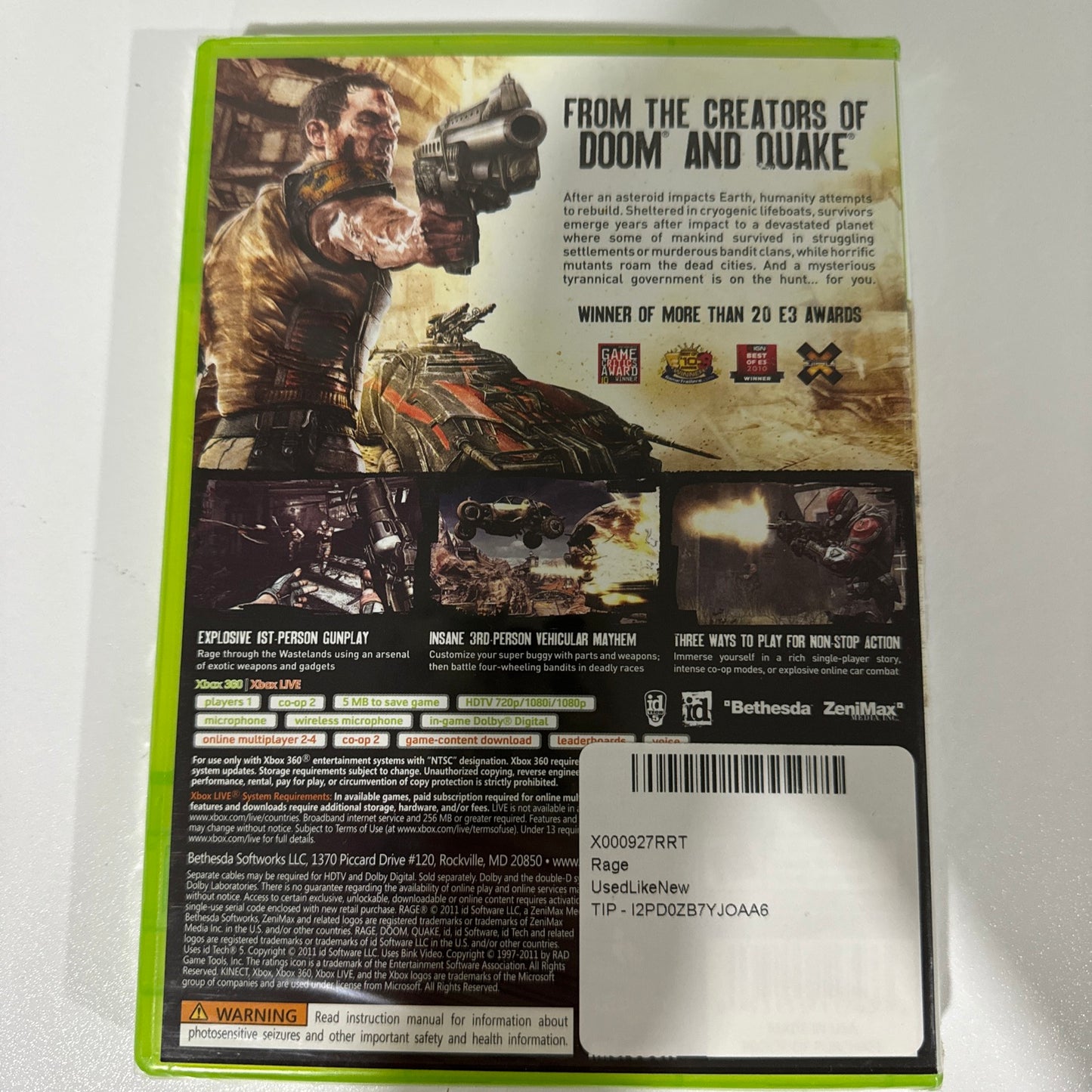 Rage -- Anarchy Edition (Microsoft Xbox 360, 2011) CIB