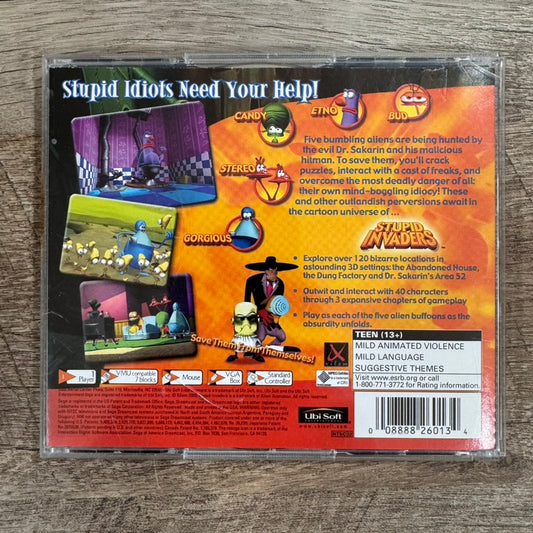 Stupid Invaders (Sega Dreamcast, 2001) CIB W/ Near Mint Discs, Manual & OG Case!
