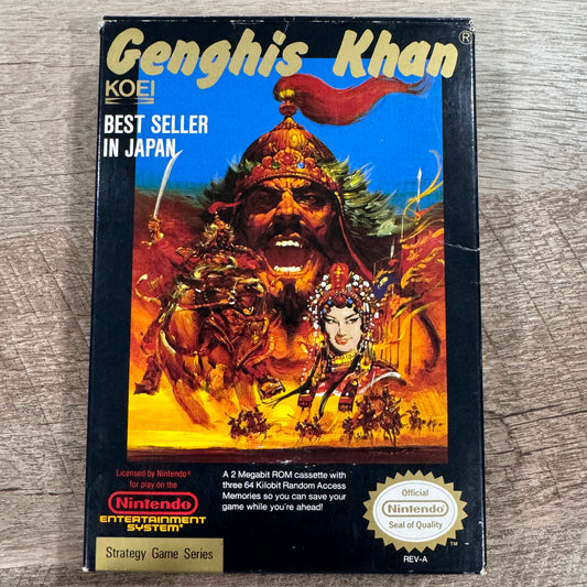 Genghis Khan (Nintendo NES, 1989) Beautifully CIB W/ Box, Manual, Cart & More!🔥