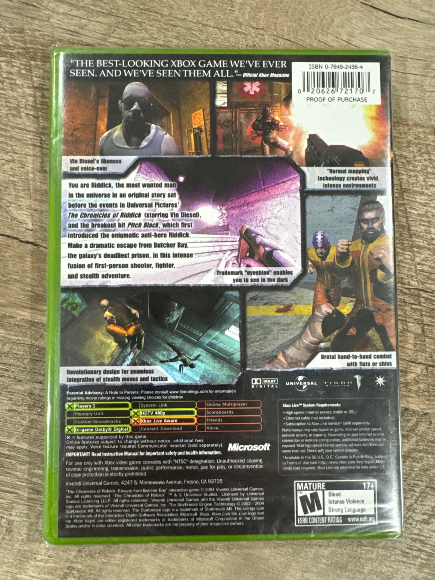 Chronicles of Riddick: Escape From Butcher Bay (Microsoft Xbox 2004) BRAND NEW🔥