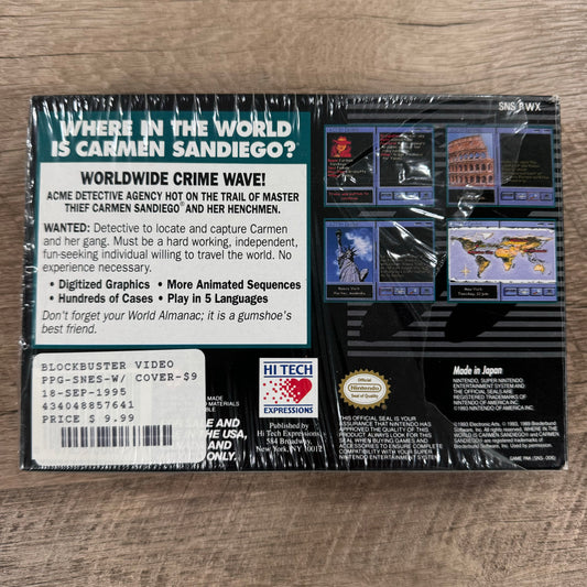 Where In The World Is Carmen Sandiego (Super Nintendo SNES) CIB / Sealed!
