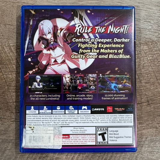 Under Night In-Birth Exé: Late[Cl-R] (Sony PlayStation 4, PS4 2020) CIB & MINT!