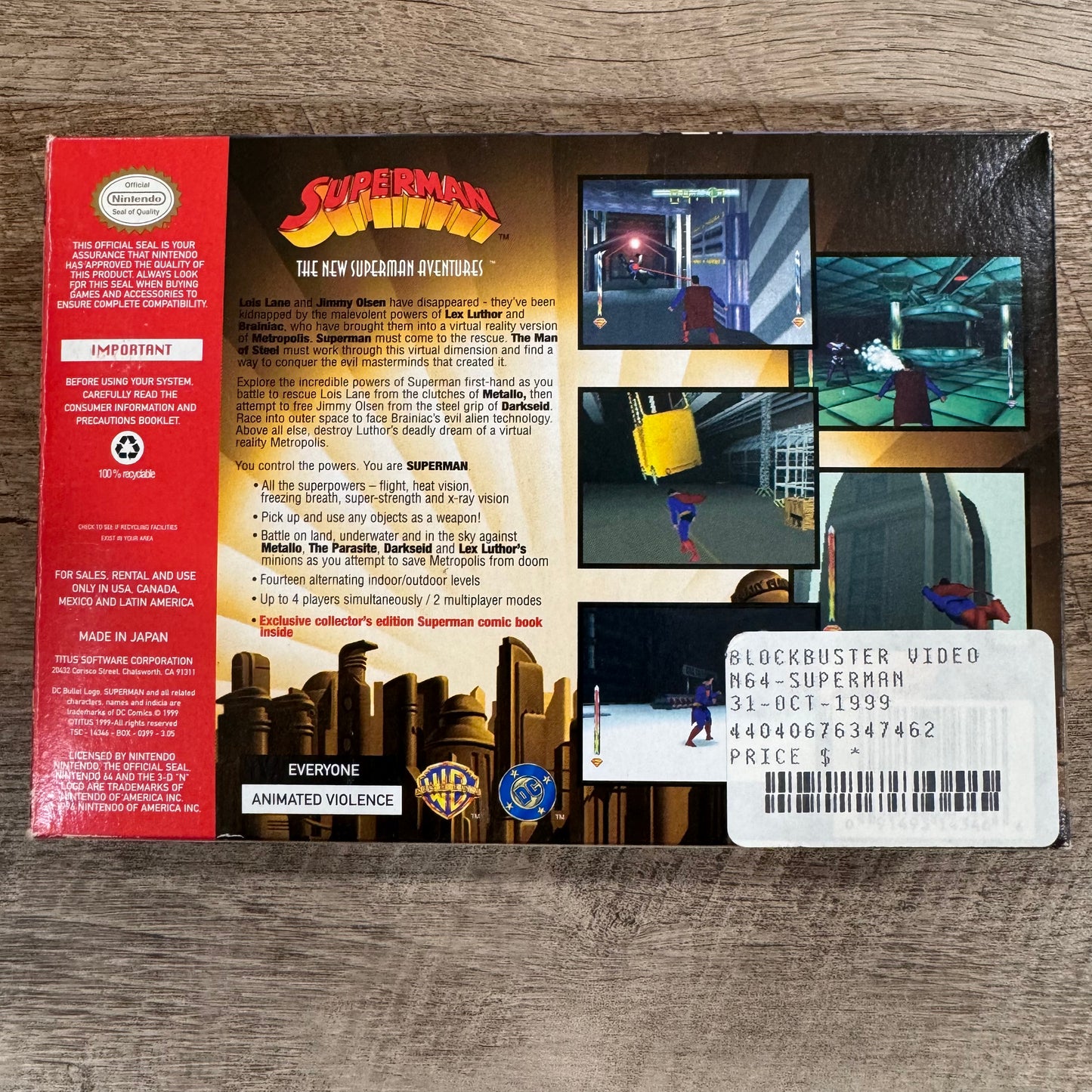 Superman 64 Collector's Edition (Nintendo 64, N64 1999) CLEAN W/ Comic+++