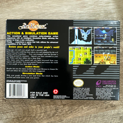 Actraiser Super Nintendo SNES Enix Complete CIB Rare Poster manual inserts MINT