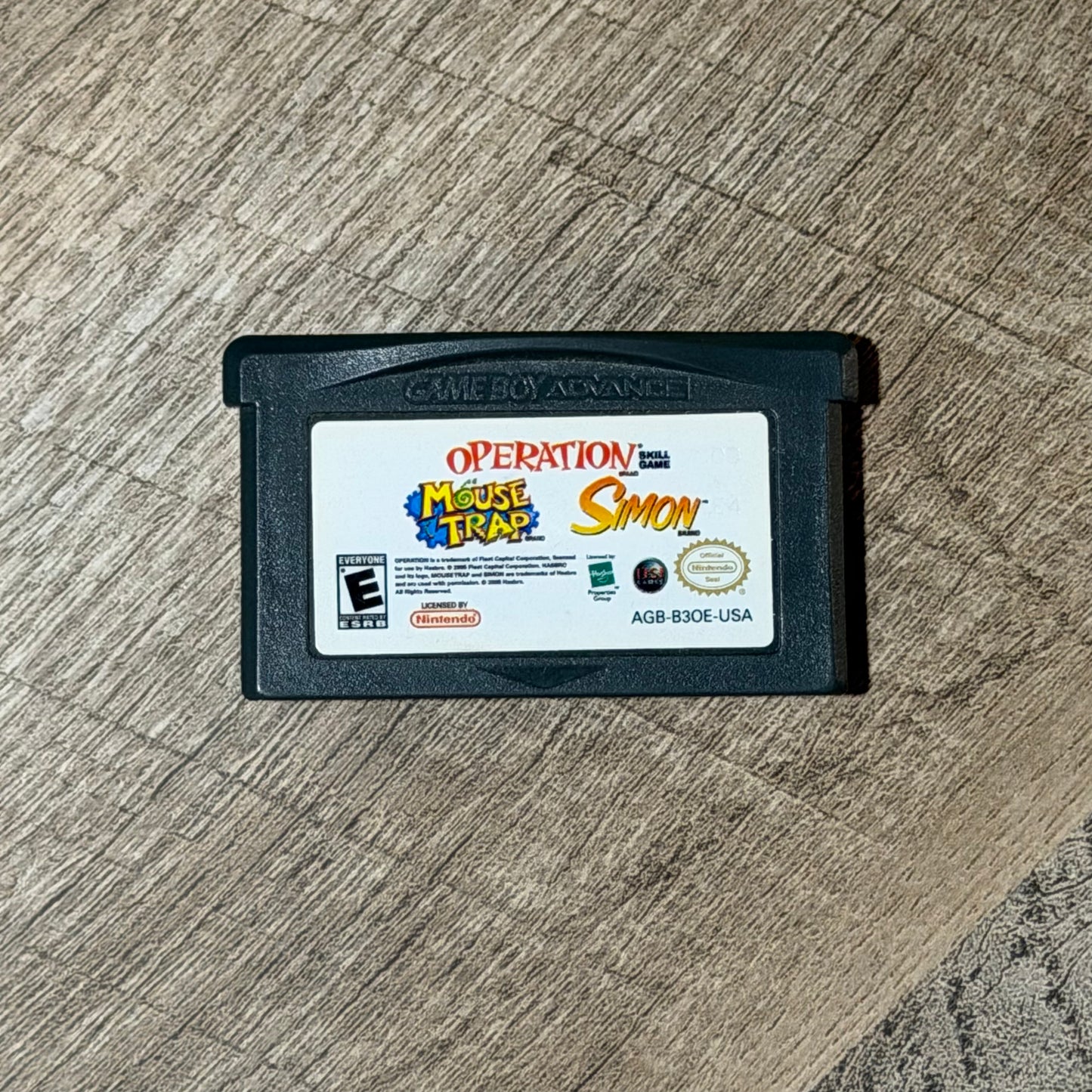 Operation / Mouse Trap / Simon (Nintendo GameBoy Advance, GBA)