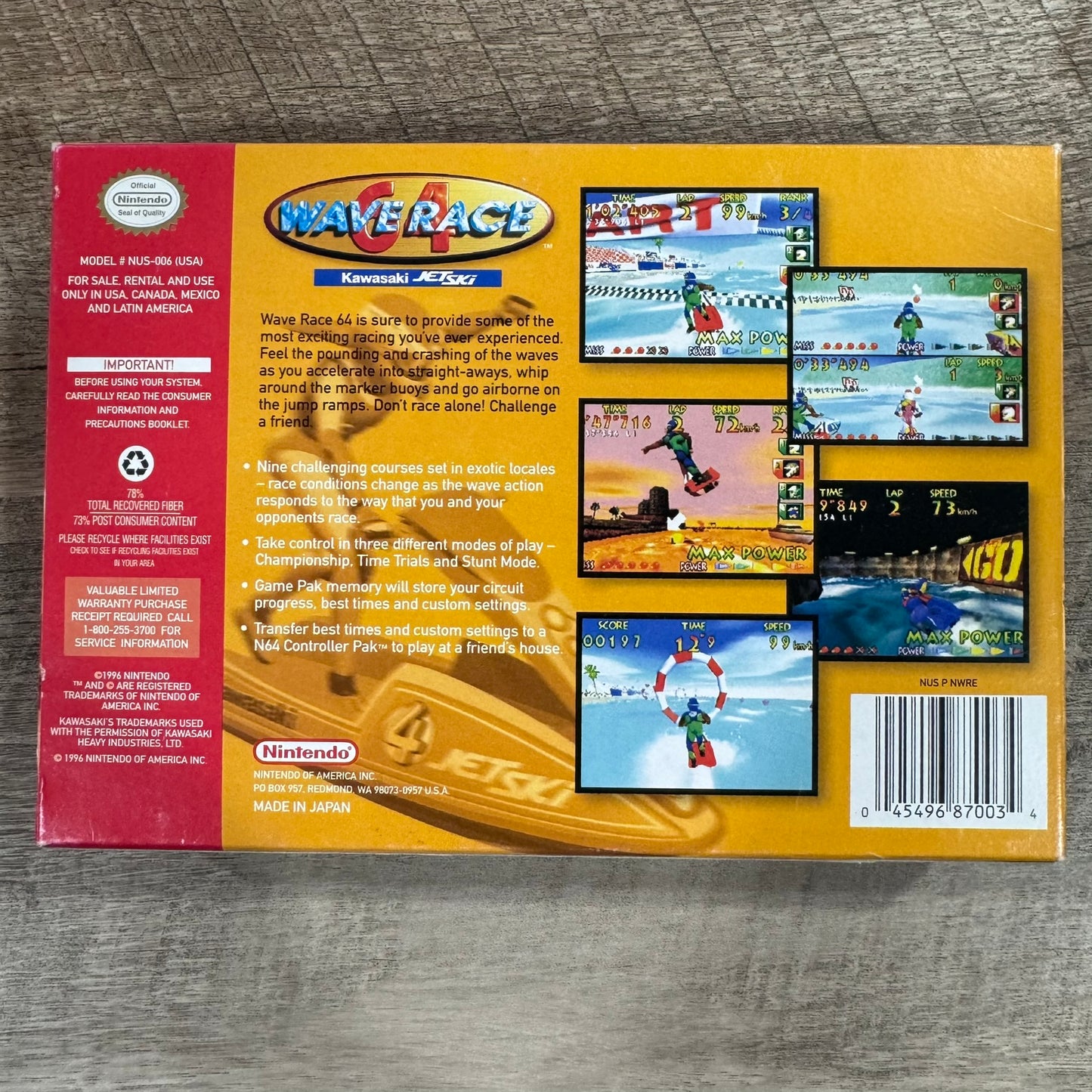 Wave Race 64 (Nintendo 64, N64 1996) CIB & Crispy Clean W/ Manual, Cont. Sheet++