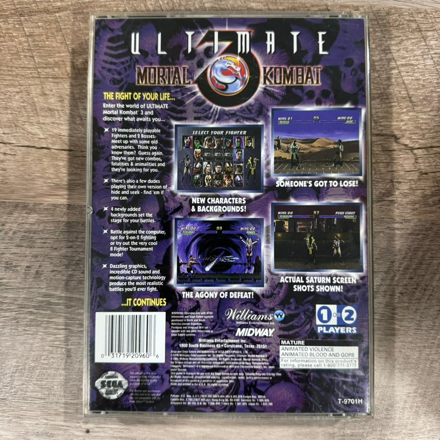 Ultimate Mortal Kombat 3 (SEGA Saturn, 1996) CIB W/Registration Card CLEAN!