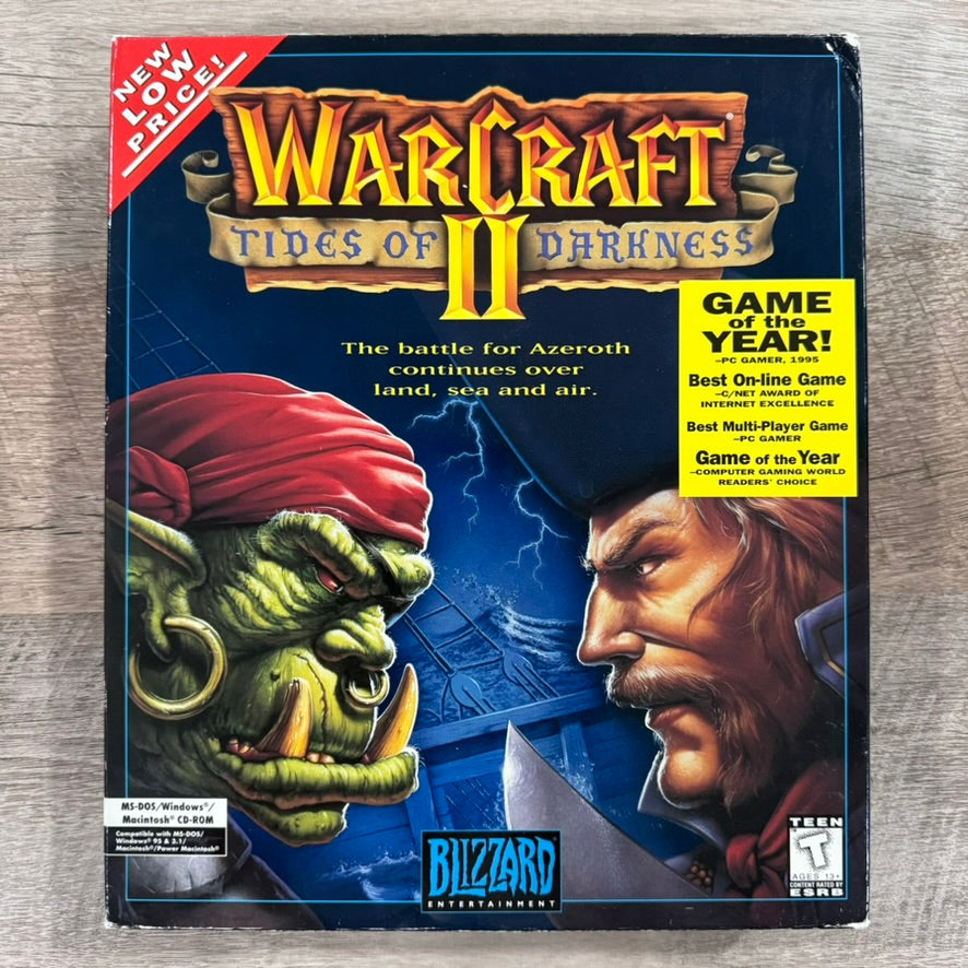 Warcraft II: Tides of Darkness BIG BOX (PC, 1995) CIB+ NEXT 350 LEVELS & Manual!