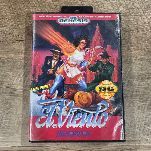 El Viento (Sega Genesis, 1991) Renovation W/ Amazing Cart, Case & Art! CLEAN!