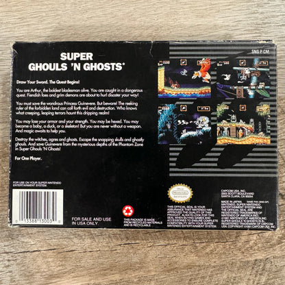 Super Ghouls ‘N Ghosts (Super Nintendo, SNES 1999) W/Game Box & Manual🔥Capcom🔥