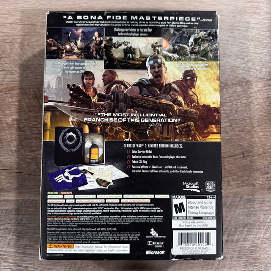 Gears of War 3 Limited Edition (Microsoft Xbox 360, 2011) Near Complete & CLEAN!