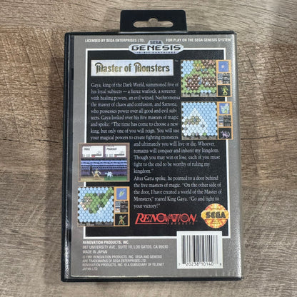 Master of Monsters (Sega Genesis, 1991) W/ NEAR MINT Case, Cart & Art! Beauty!