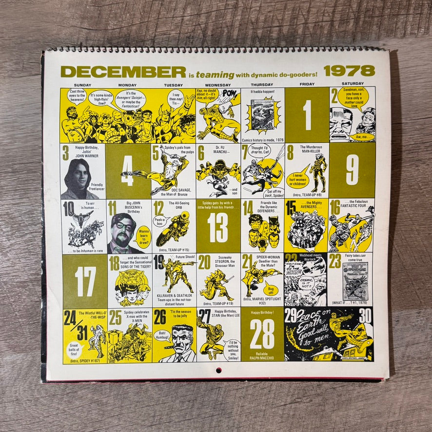 The Amazing Spiderman 1978 Mighty Marvel Comics Calendar