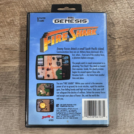 Fire Shark (Sega Genesis, 1990) CIB W/ Near Mint Manual, Cart, Case & Art!