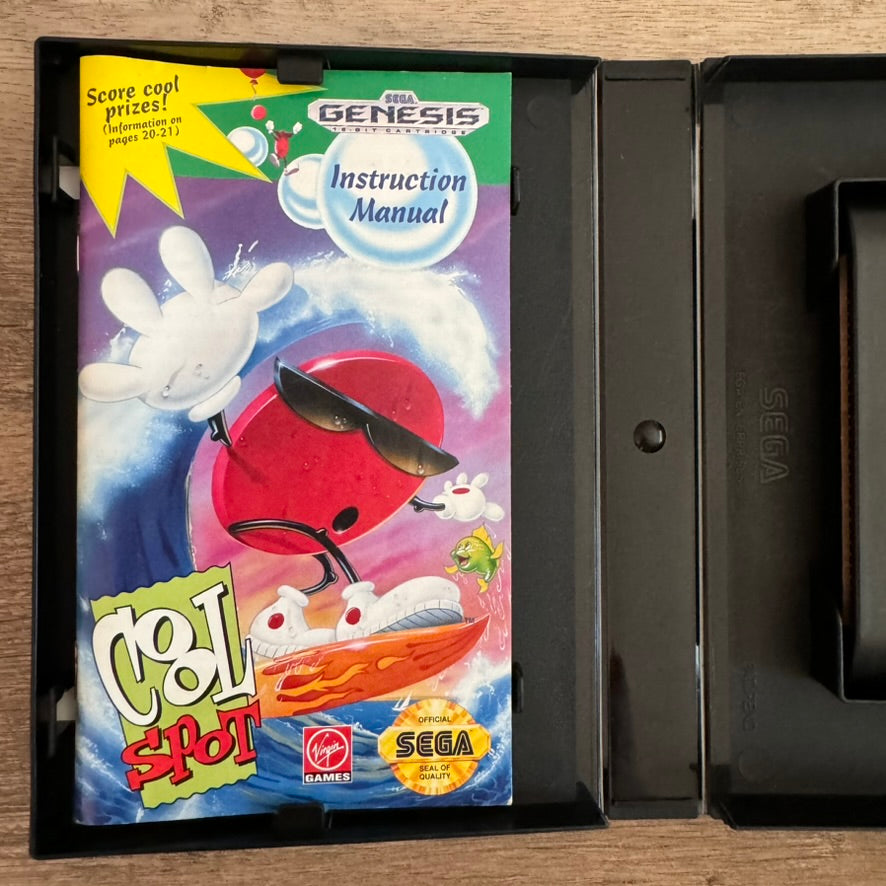 Cool Spot (Sega Genesis, 1993) Complete W/Case, Game & Manual Very Clean!