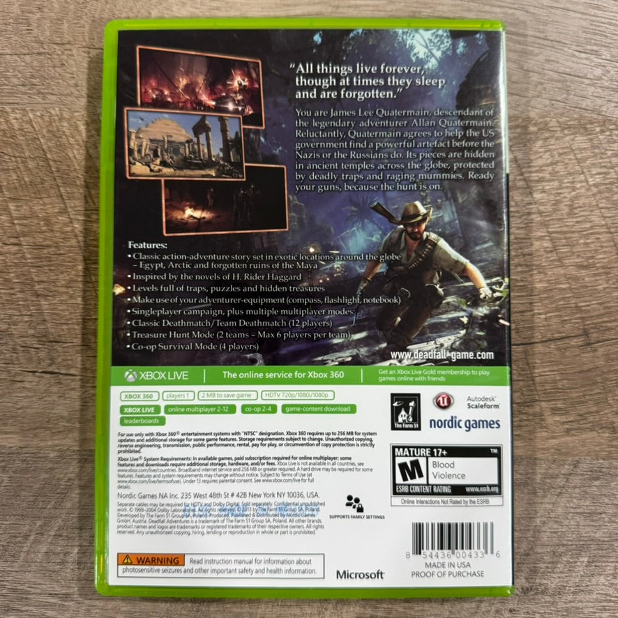 Deadfall Adventures (Microsoft Xbox 360, 2013) CIB W/ MINT Disc & Clean Manual!