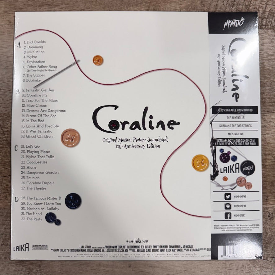 Coraline 15th Anniversary (Mondo Black Button Picture Disc Vinyl) Brand New!