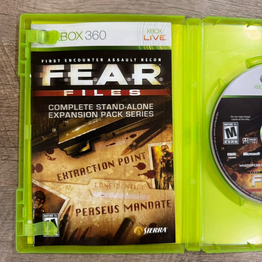 F.E.A.R. Files (Microsoft Xbox 360, 2007) CIB Complete W/ Clean Manual & Disc!
