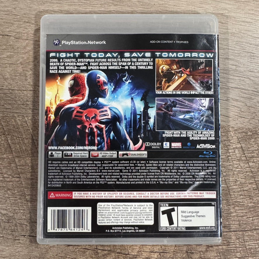 Spider-Man: Edge of Time (Sony PlayStation 3, PS3 2011) Clean Case W/ MINT DISC!