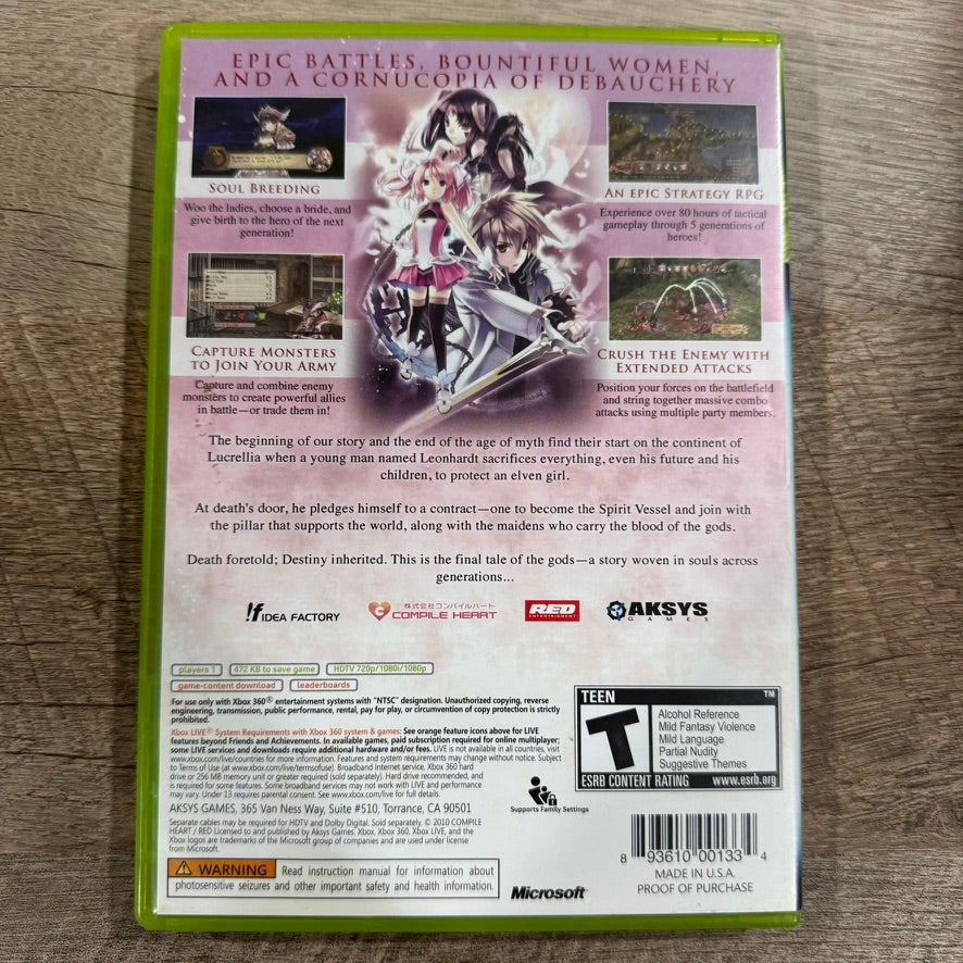Record of Agarest War (Microsoft Xbox 360, 2010) CLEAN CIB W/ Nice Manual!