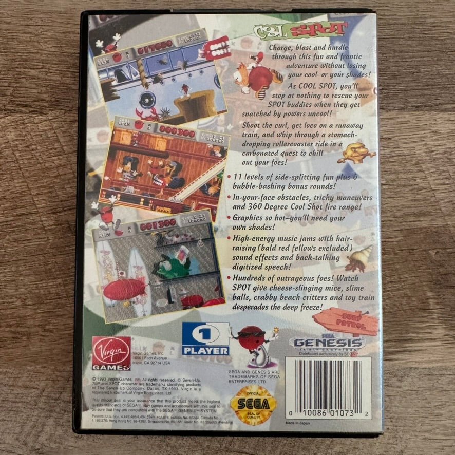Cool Spot (Sega Genesis, 1993) Complete W/Case, Game & Manual Very Clean!