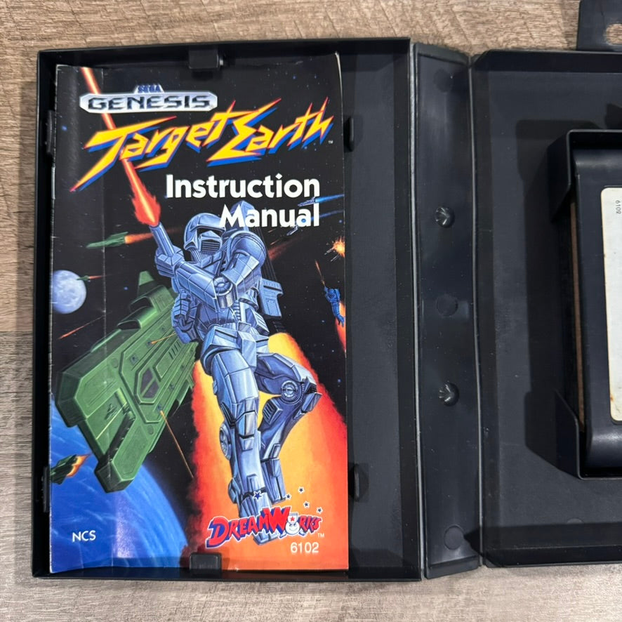 Target Earth (Sega Genesis, 1990) CIB W/ Manual & Hangtab Case Very Clean!