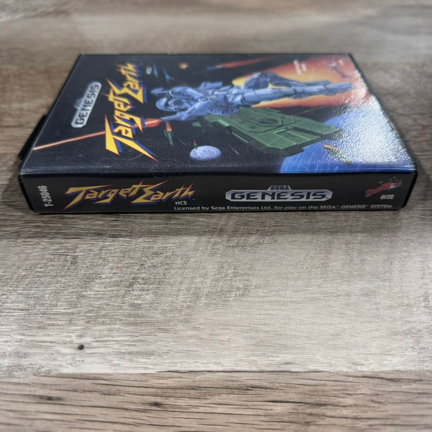 Target Earth (Sega Genesis, 1990) CIB W/ Manual & Hangtab Case Very Clean!