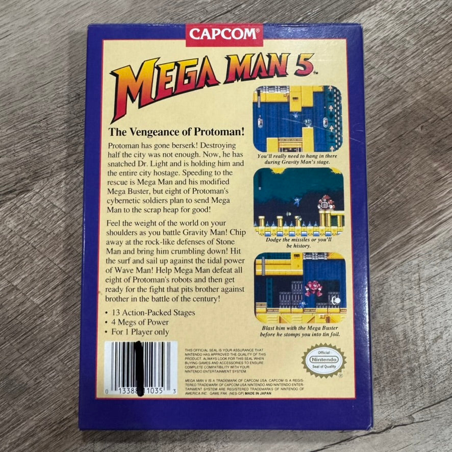 Mega Man 5 (Nintendo NES, 1992) Amazing Box, Manual & Foam ONLY! NO GAME!