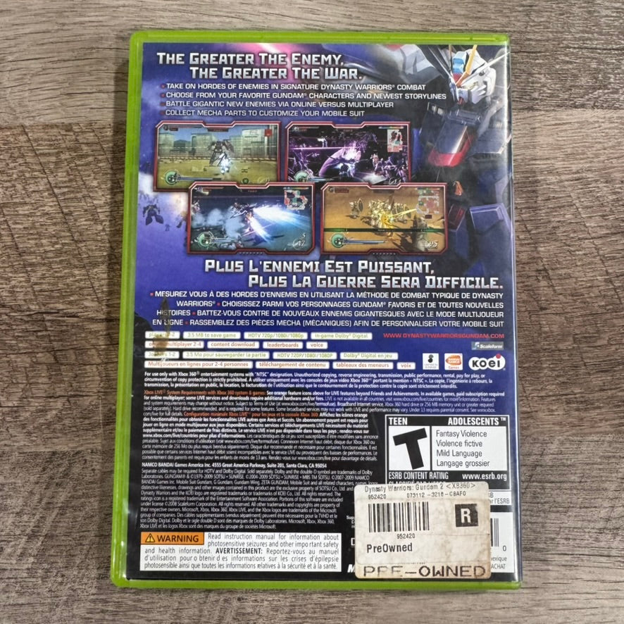 Dynasty Warriors: Gundam 2 (Microsoft Xbox 360, 2009) W/ Clean Art & Nice Disc!
