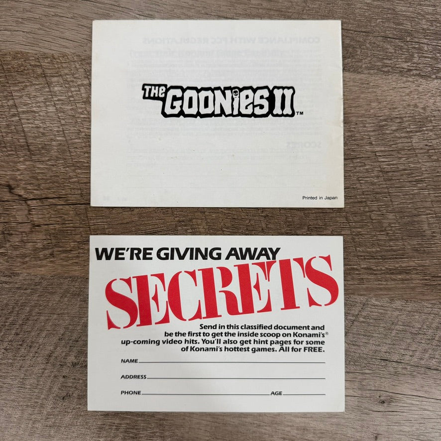 The Goonies II (Nintendo Entertainment System, NES 1987) CIB W/ Reg. Card! CLEAN