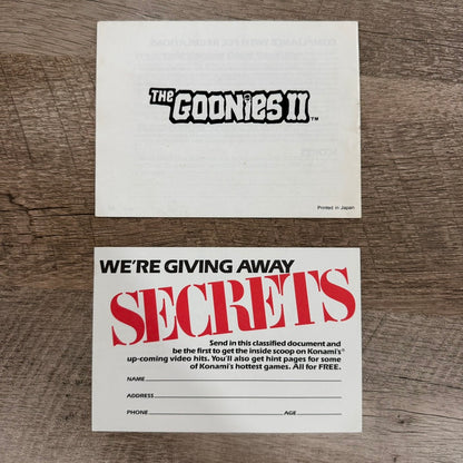 The Goonies II (Nintendo Entertainment System, NES 1987) CIB W/ Reg. Card! CLEAN