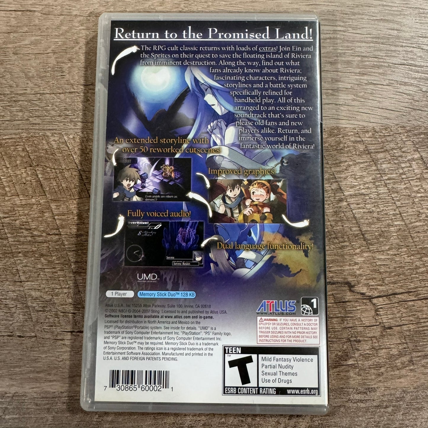 Riviera: The Promised Land (Sony PSP, 2007) CLEAN CIB W/ Manual & Cutouts!