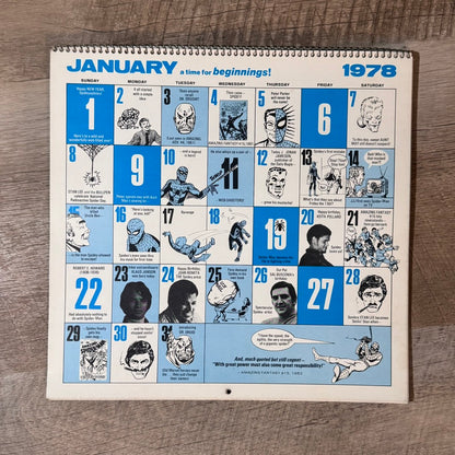 The Amazing Spiderman 1978 Mighty Marvel Comics Calendar