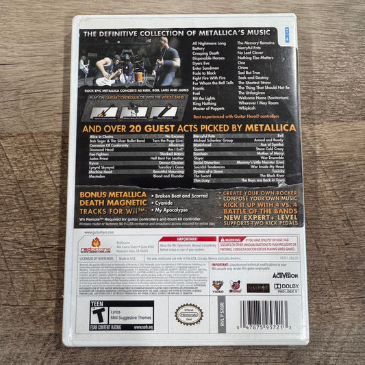 Guitar Hero: Metallica (Nintendo Wii, 2007) CIB W/ Minty Disc & Crispy Manual!