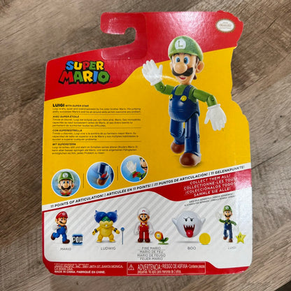 World of Nintendo Super Mario - Luigi With Super Star Jakks Pacific Figure New!