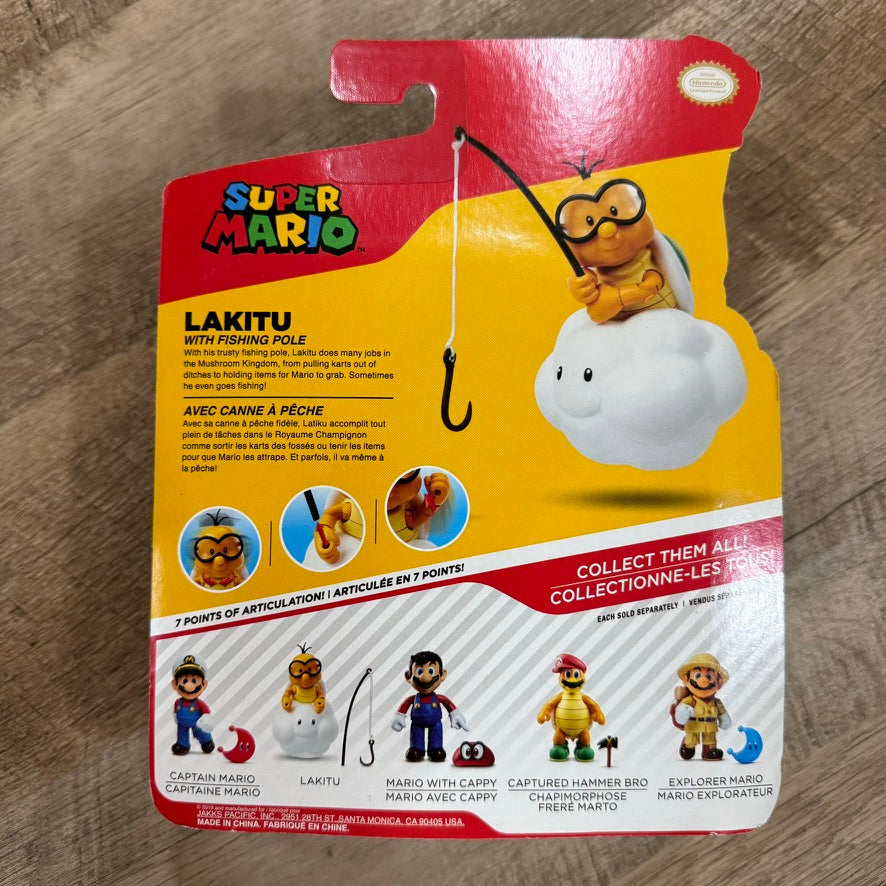 Super Mario - Lakitu With Fishing Pole 4 Inch Jakks Pacific Brand New & Sealed!