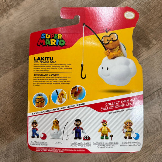 Super Mario - Lakitu With Fishing Pole 4 Inch Jakks Pacific Brand New & Sealed!