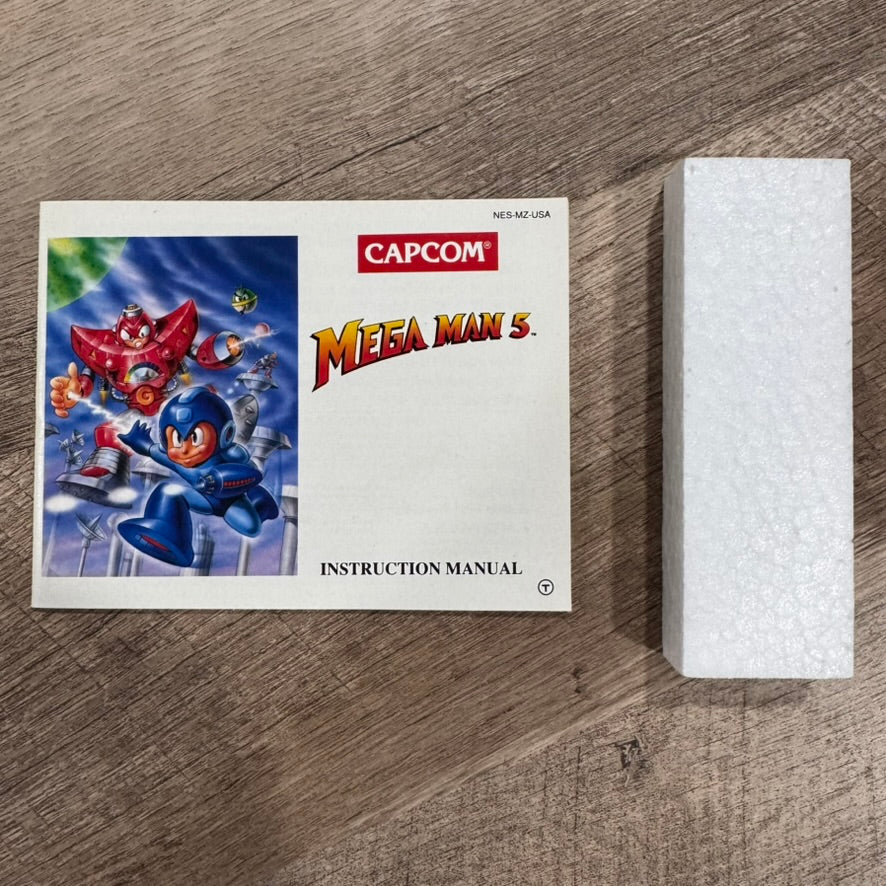 Mega Man 5 (Nintendo NES, 1992) Amazing Box, Manual & Foam ONLY! NO GAME!