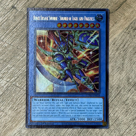 Black Luster Soldier - Soldier of Light and Darkness (CORI-EN028, Yugioh! TCG)
