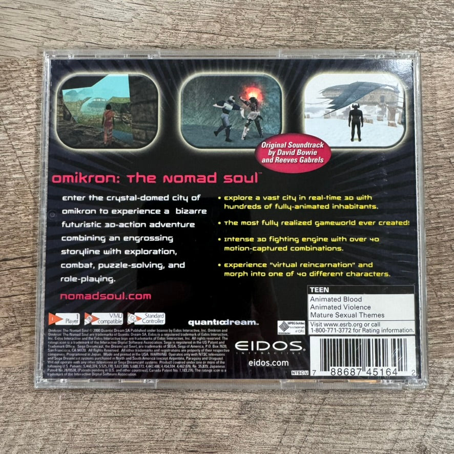 Omikron: The Nomad Soul (Sega Dreamcast, 2000) Complete CIB W/ Manual & CLEAN!