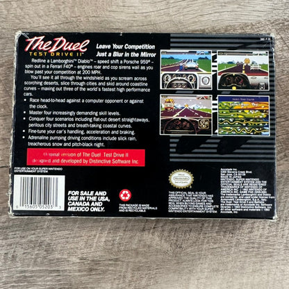 The Duel Test Drive II (Super Nintendo, SNES 1992) Accolade RARE Game & Box!