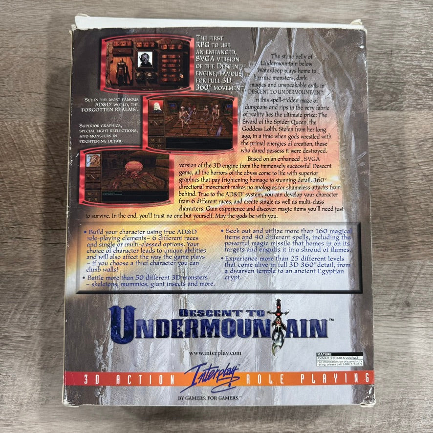 Descent to Undermountain D&D Big Box PC Forgotten Realms CIB W/ Manual Inserts
