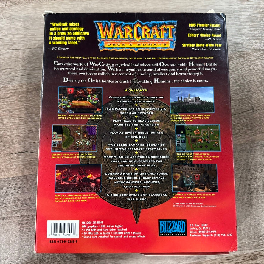 WarCraft: Orcs & Humans (Blizzard PC, 1996) CD-ROM BIG BOX 📦 PC Game