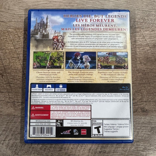 Langrisser I & II (Sony Playstation 4, PS4 2019) CIB W/ Minty Disc!