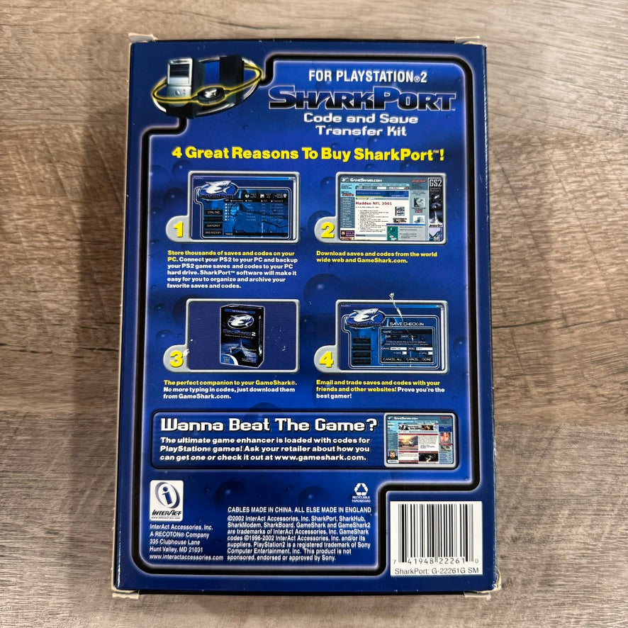 SharkPort Code & Save Transfer Kit (Playstation 2, PS2) Fully Complete CIB!